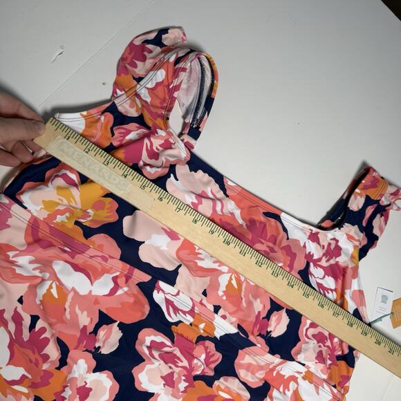 Kona Sol Swimsuit One-Piece Women’s Size 22 Floral Print Ruched Adjustable Strap - Picture 6 of 12